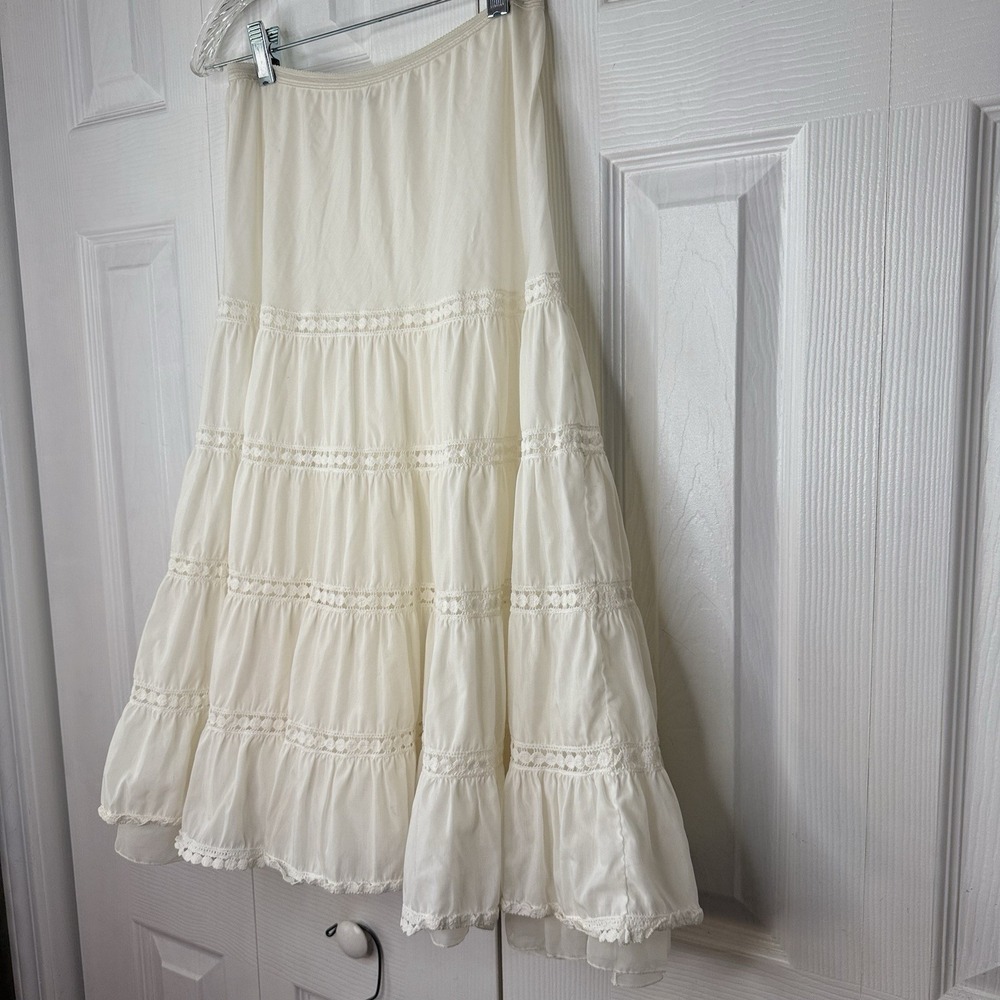 Vtg Barbizon Blendaire Batiste Beige Tiered Half Slip Skirt Petti Boff 14 16 XL - Picture 2 of 8